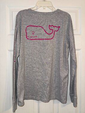 Vineyard Vines Classic Whale Logo Long Sleeve Shirt Gray Size M